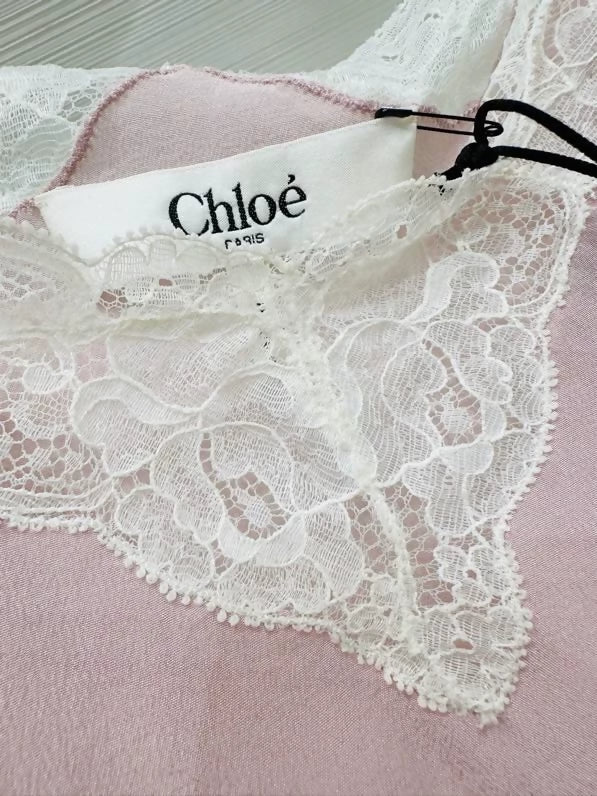 Chloe 26 Early Autumn Lilac Pink Lace Silk Camisole