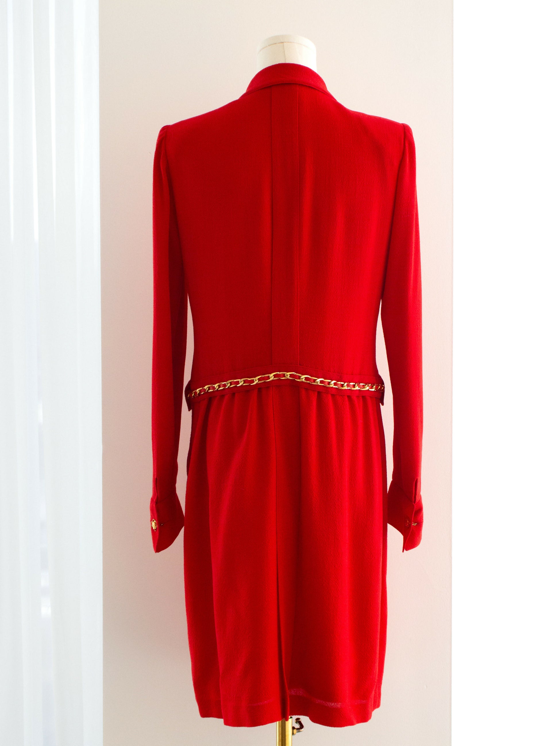 Chanel Vintage Haute Couture Fall:Winter 1988 Red Gold Chain Dress 2