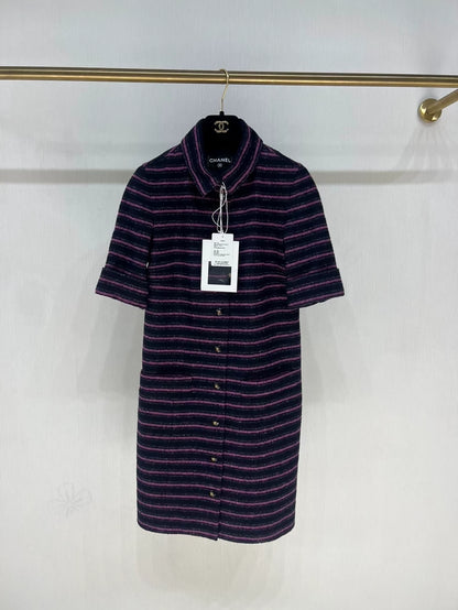 Chanel 23B purple Striped Dress