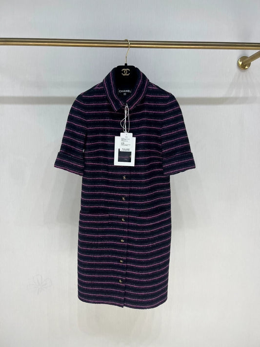 Chanel 23B purple Striped Dress