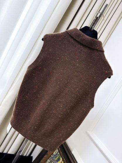 Chanel Brown Polka Dot Knit Vest
