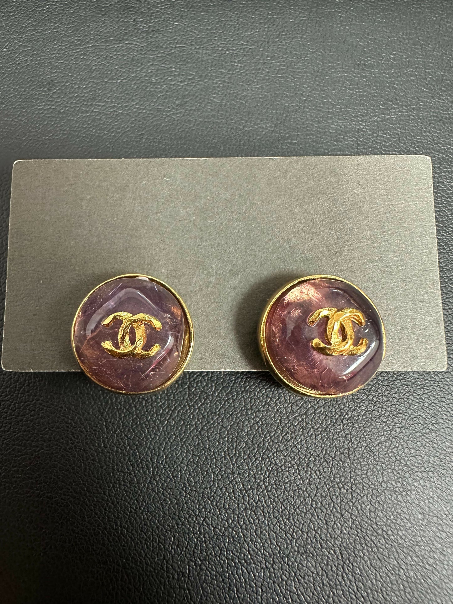 Chanel Vintage 99 Gripoix Round and Gold Plated CC Earrings