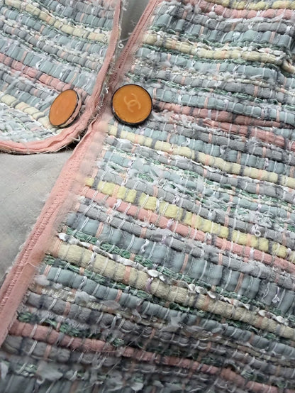 Chanel 05P Pink Green tweed Jacket