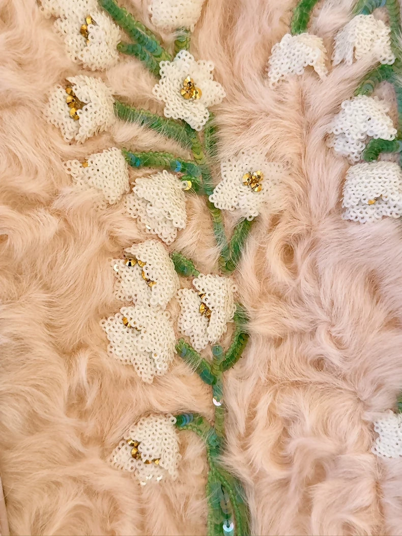 Valentino Pink Lily of the Valley Sequin Embroidered Lambswool Vest