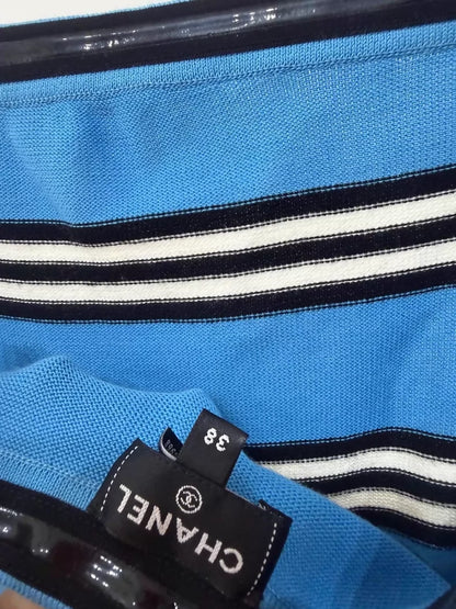 Chanel 24A Blue and Black Striped dress
