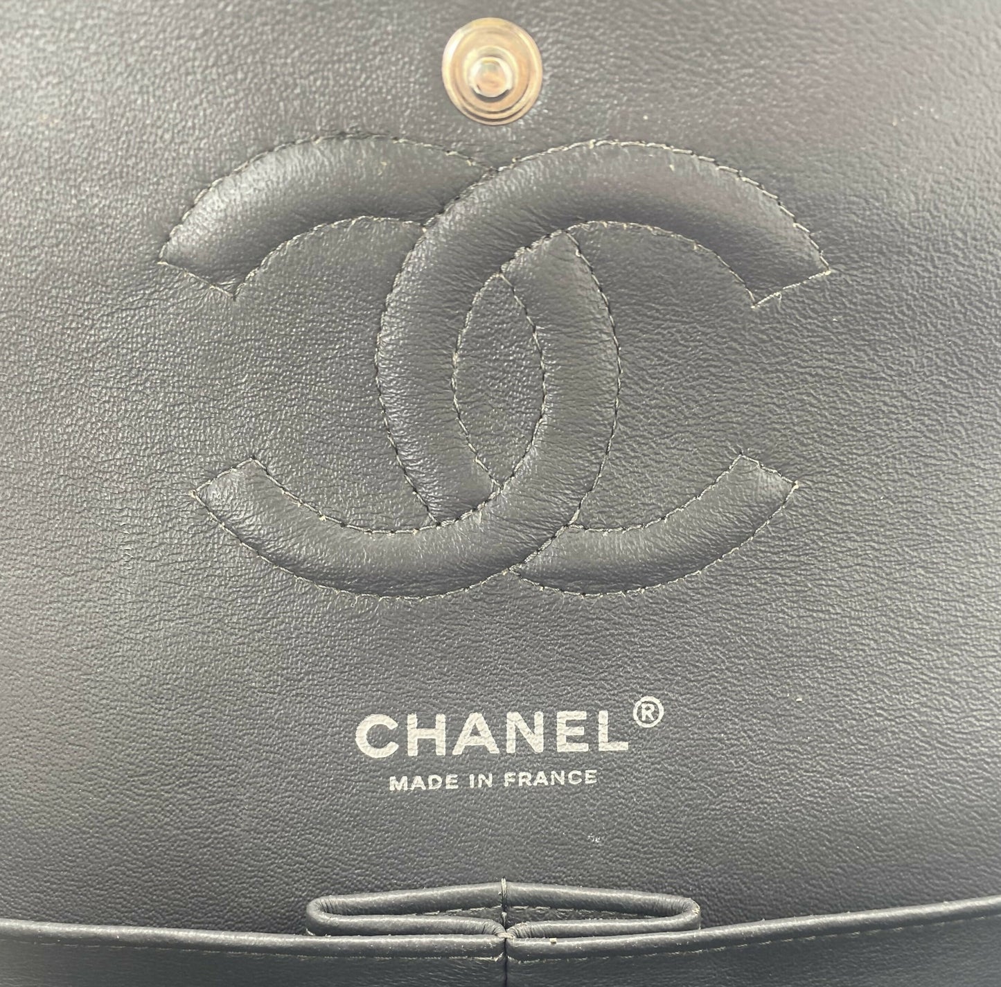 Chanel Medium Double Flap Green Straited Patent Leather Timeless Classic Bag SHW