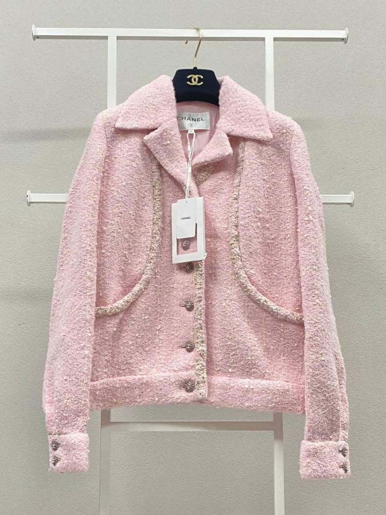 Chanel 23 camellia button tweed jacket