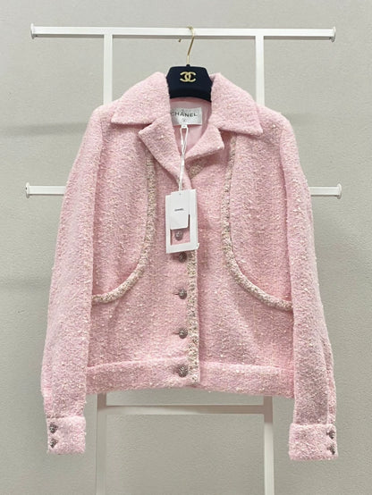 Chanel 23 camellia button tweed jacket