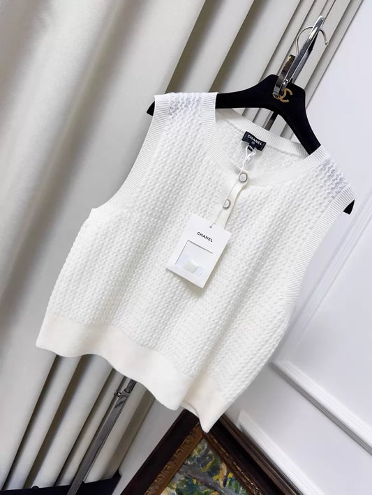 Chanel 24B White Knit top