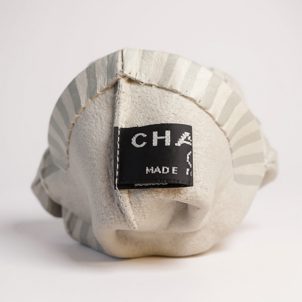 Rare Chanel 13C Paris-Versailles Mint Green Leather Silk Bows CC Fingerless Gloves Size 7.5