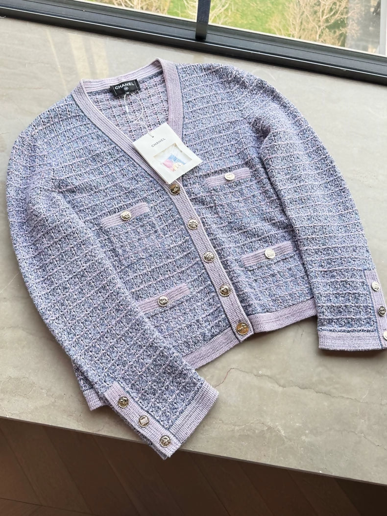 Chanel 25B Blue-purple Classic Knit cardigan