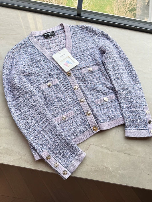 Chanel 25B Blue-purple Classic Knit cardigan