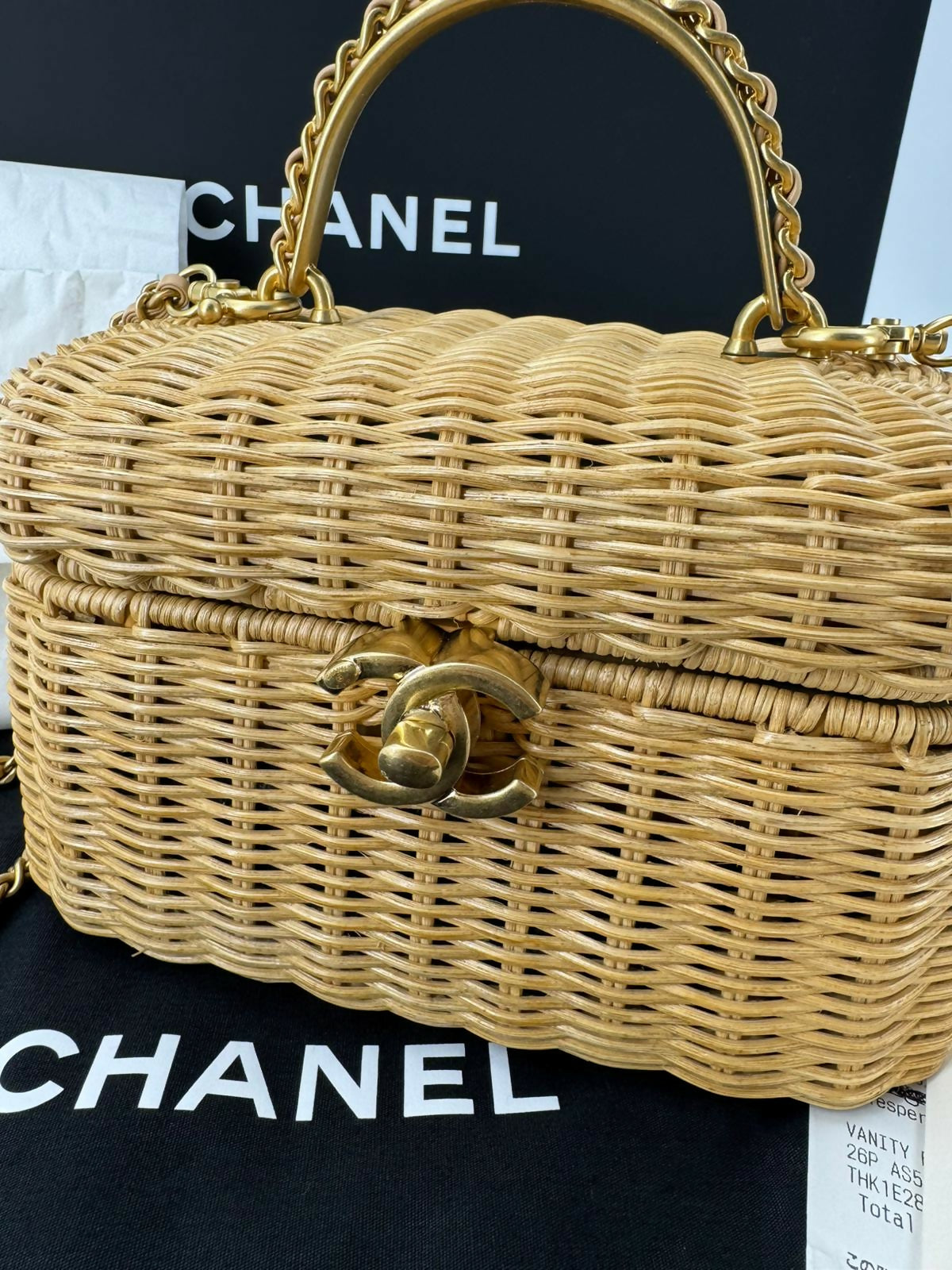 Chanel Cruise 2025/26 Braided Rattan & Gold-Tone Metal Beige Vanity Case