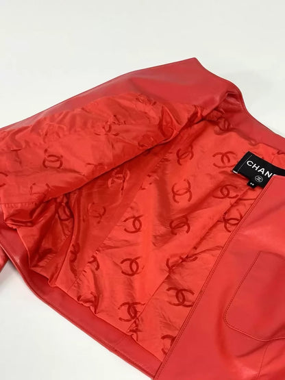 Chanel 23C red lambskin leather jacket