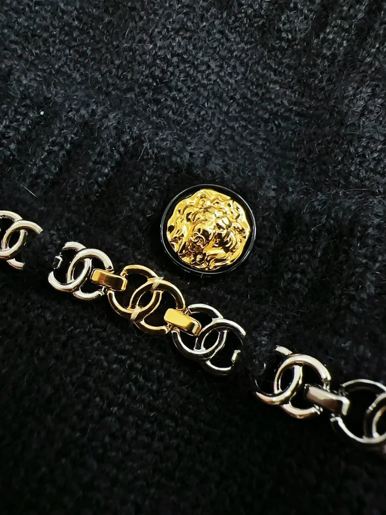 Chanel 22 Black V-neck Cashmere Knit Dress