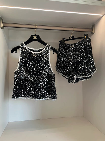 Chanel 23s sequined set top & shorts