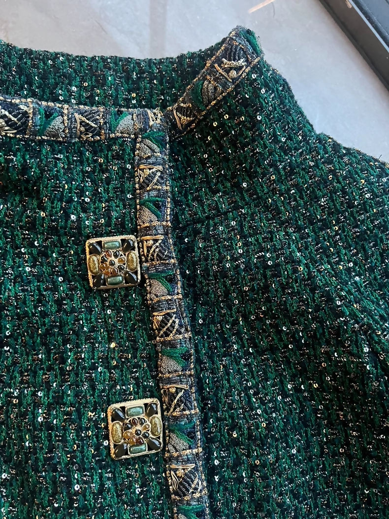 Chanel Byzantine Emerald Green tweed Jacket
