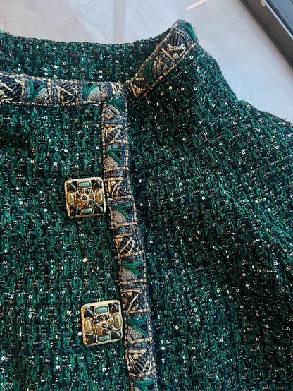 Chanel Byzantine Emerald Green tweed Jacket
