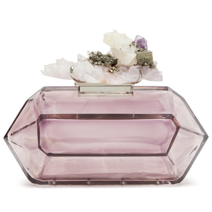 Chanel 12 Purple Crystal Minaudiere Clutch bag with silver hardware