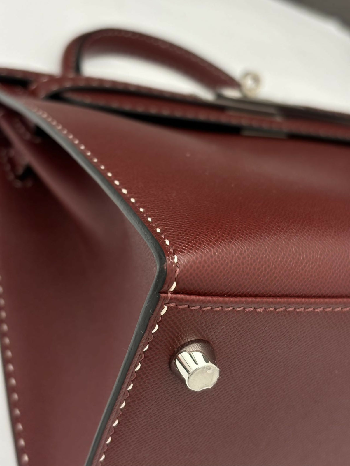 Hermès Kelly 28 Sellier "Miss You" Rouge H (55) Epsom Leather with Contrast Stitching and Palladium Hardware