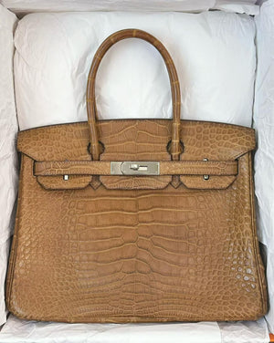Hermes Birkin 30 Alezan Matte Alligator leather palladium hardware