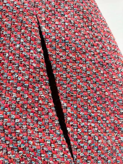 Chanel Red Long Cape Coat with Fine Shimmer Trim
