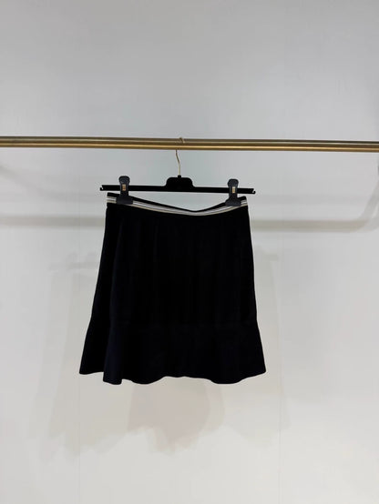 Chanel 26P Black Striped Metallic Double C Logo Short