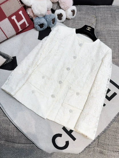 Chanel 20C ecru white lace jacket