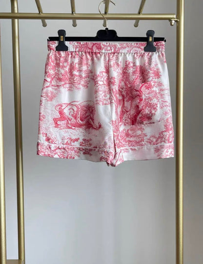 Dioriviera Dior Chez Moi Short-Sleeved pink silk Shirt And short set