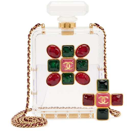 Rare* Chanel 2020 Green and Red Gripoix Maltese Perfume Minaudière
