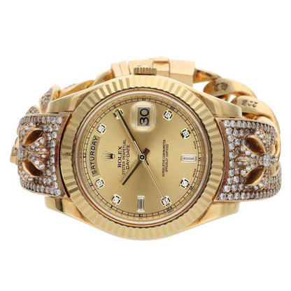 Chrome Hearts Rolex PAVE Diamond Yellow Gold Wristwatch
