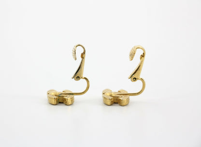 Chanel Vintage 71-80 Rhinestone & Gold-Plated Large CC Clip-on Earrings