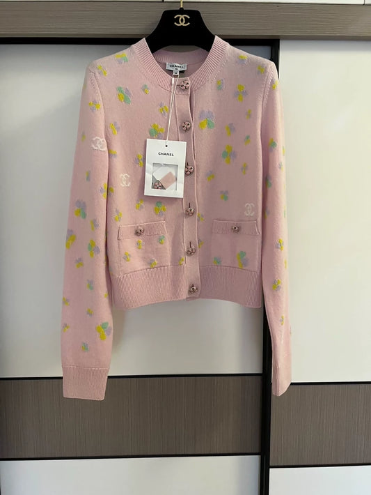 Chanel 24P Pink Knit Cardigan