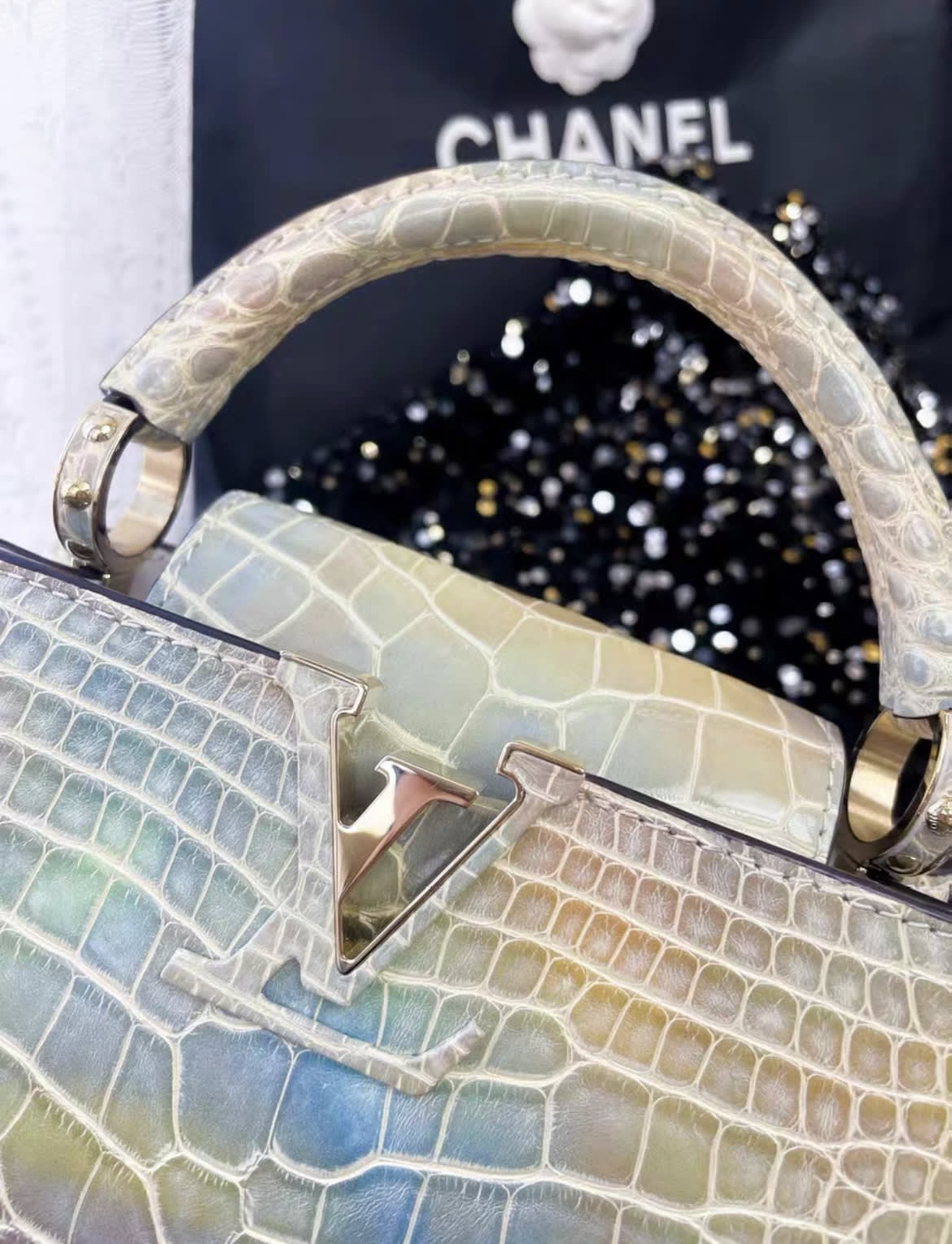 Louis Vuitton Capucines bb colourful crocodile leather bag