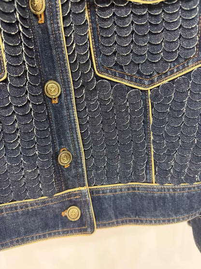 Chanel 14A Dallas collection denim fish style jacket