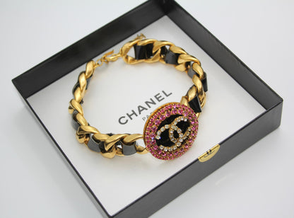 Chanel Vintage 95P Rhinestone Barbie Series Pink Choker