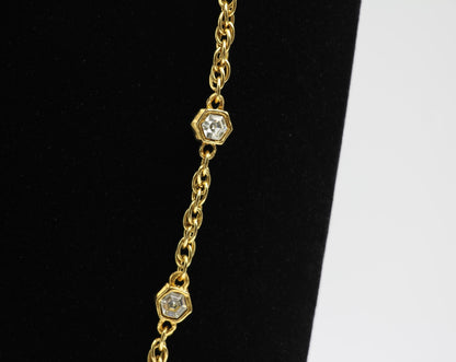 Chanel Vintage 71 80 Years Multi-Grain Rhinestone Double-Sided Rhinestone Double C Long Necklace