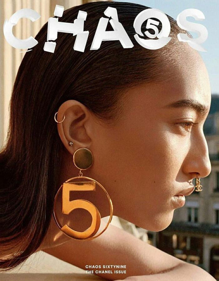 Chanel Vintage 87 Gold Plated Giant No 5 Clip-On Earrings