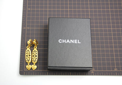 Chanel Vintage 95P Gold-Plated Long Love Earrings