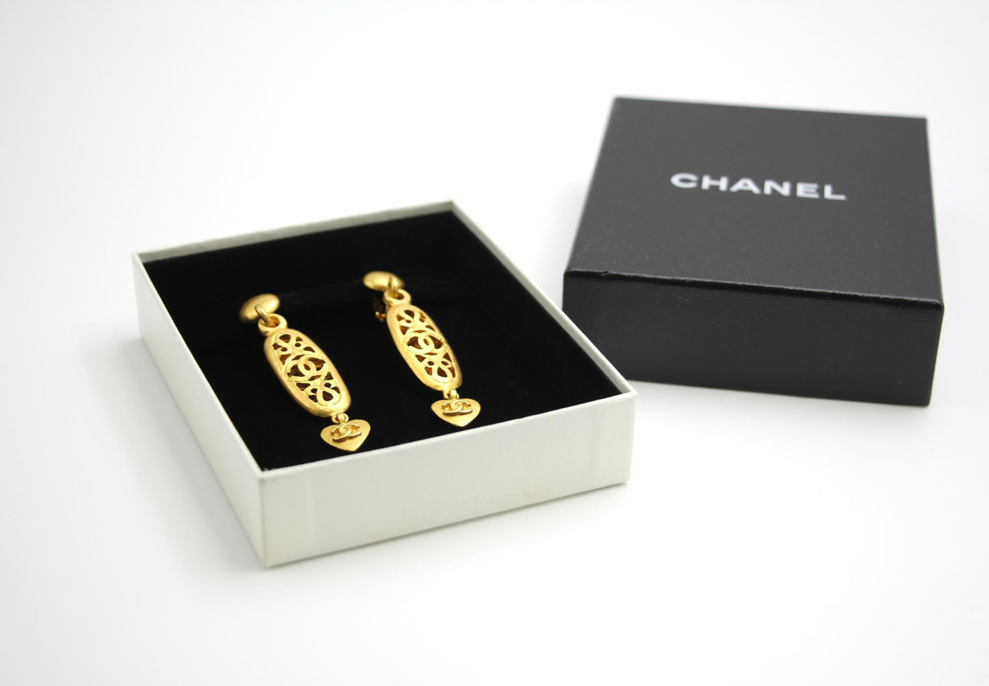 Chanel Vintage 95P Gold-Plated Long Love Earrings