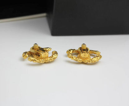 Chanel Vintage 93A Lava Gold Clip-On Earrings