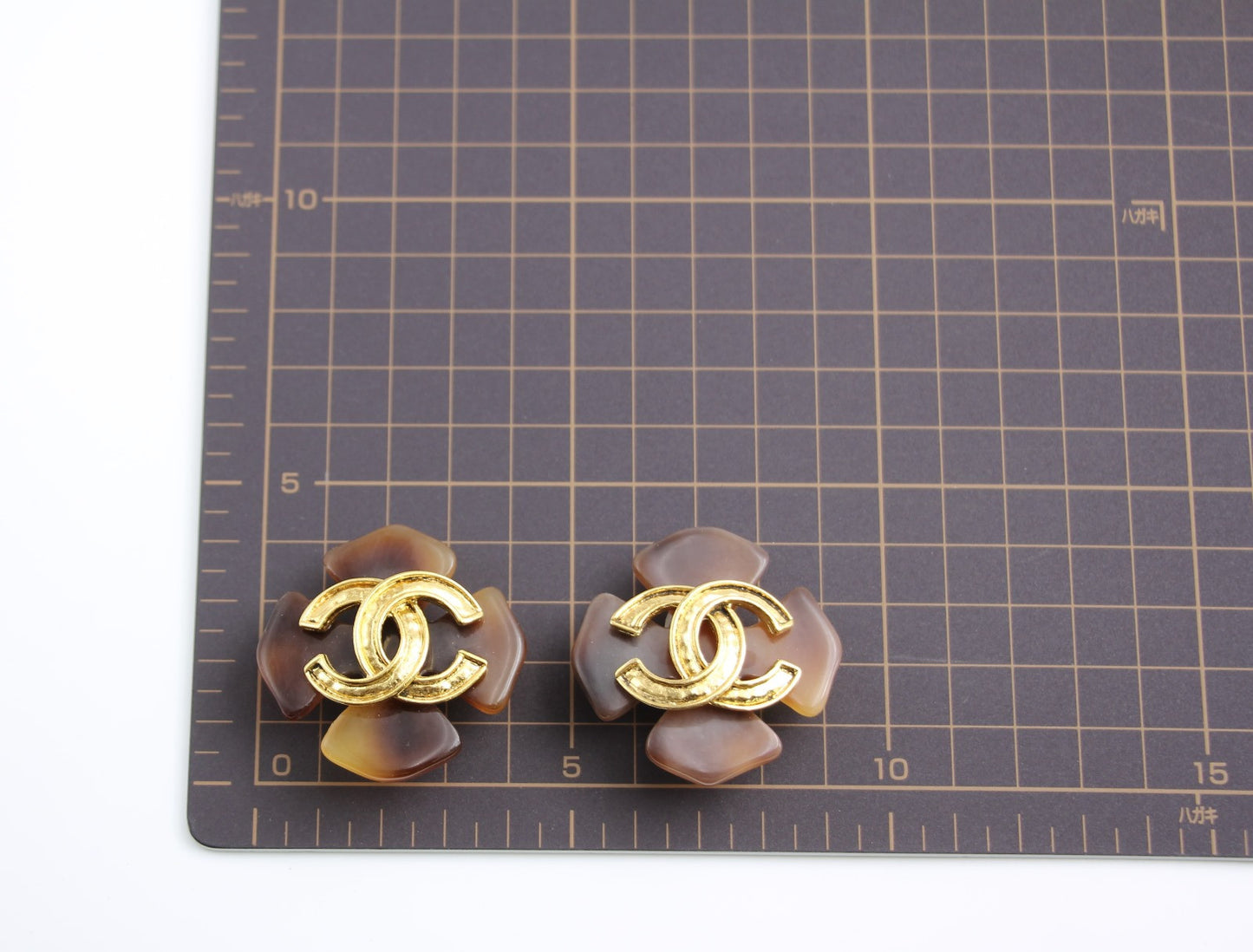 Chanel Vintage 94P Tortoise Brown Large Cc Earrings