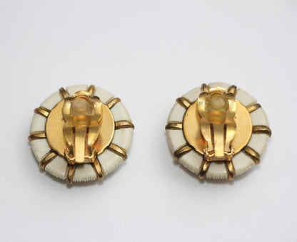 Chanel Vintage 95A Resin Navy Style Clip-On Earrings