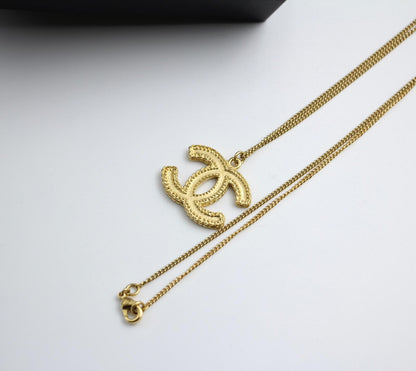 Chanel Vintage 14P Gold Plated Wheat Ear Cc Necklace