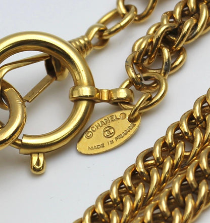 Chanel Vintage 81 85 Gold-Plated Glass Mirror Long Necklace