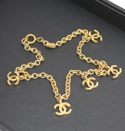 Chanel Vintage 71 80 Gold Plated Five Cc Necklace