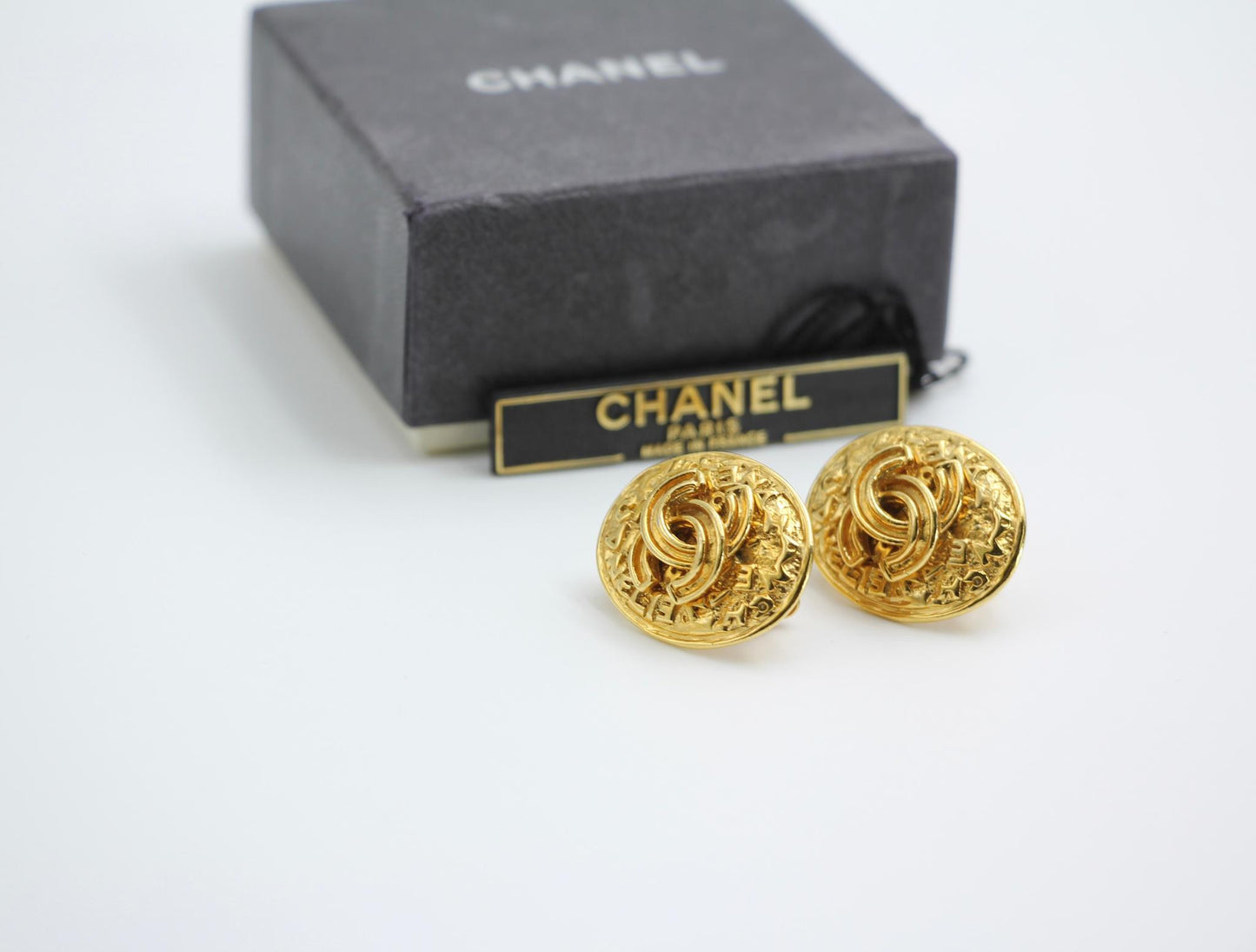 Chanel Vintage 95A Gold Plated Egg Shaped Earrings