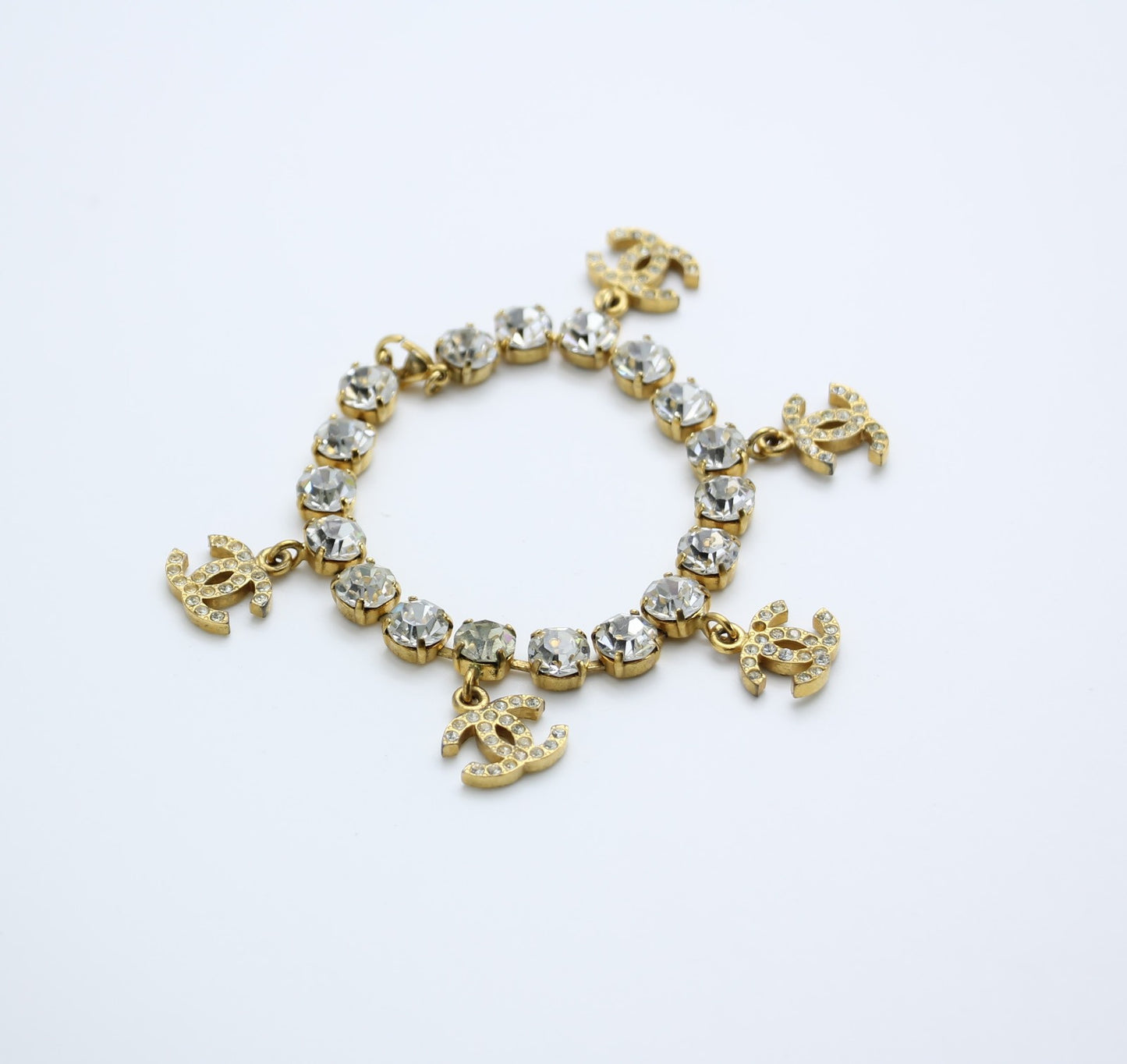 Chanel Vintage 96P Rhinestone Five Cc Bracelet