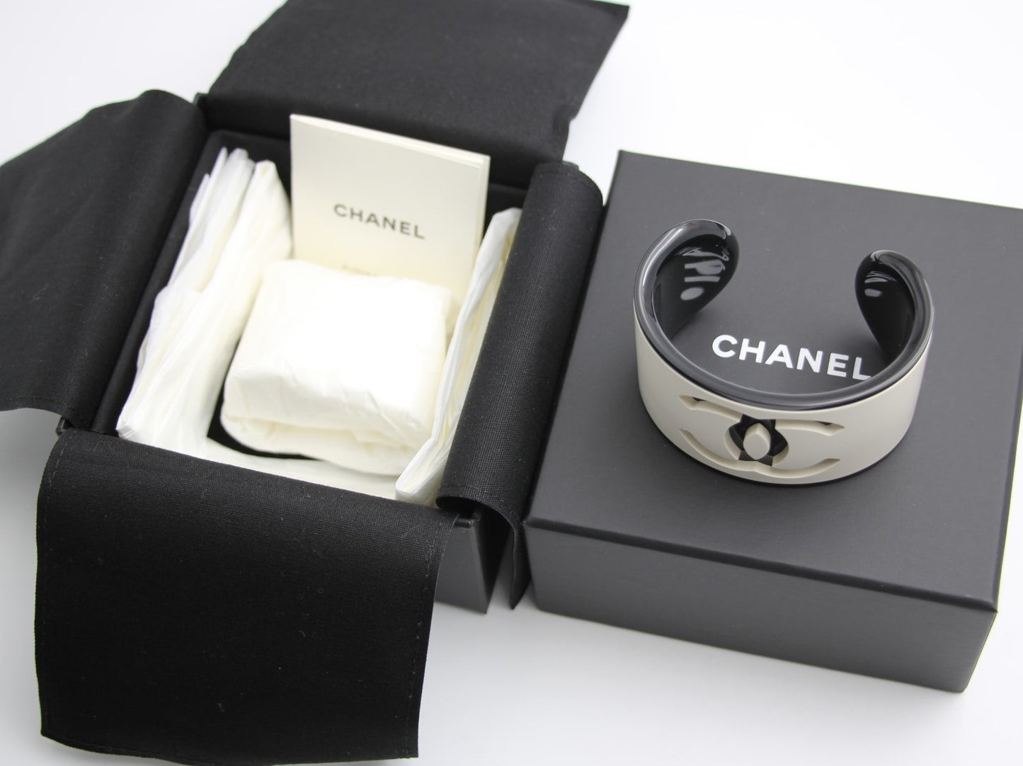 Chanel B23 Acrylic Cc Black And White Bracelet