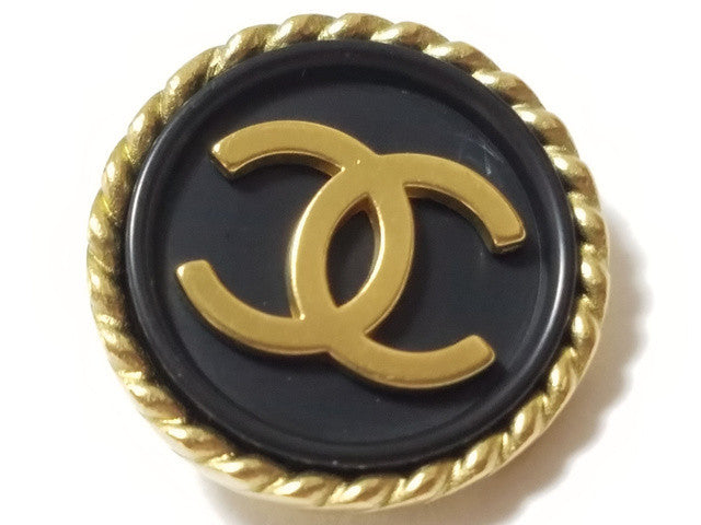 Chanel 1994 Black Gold-Plated Resin Ear Clips